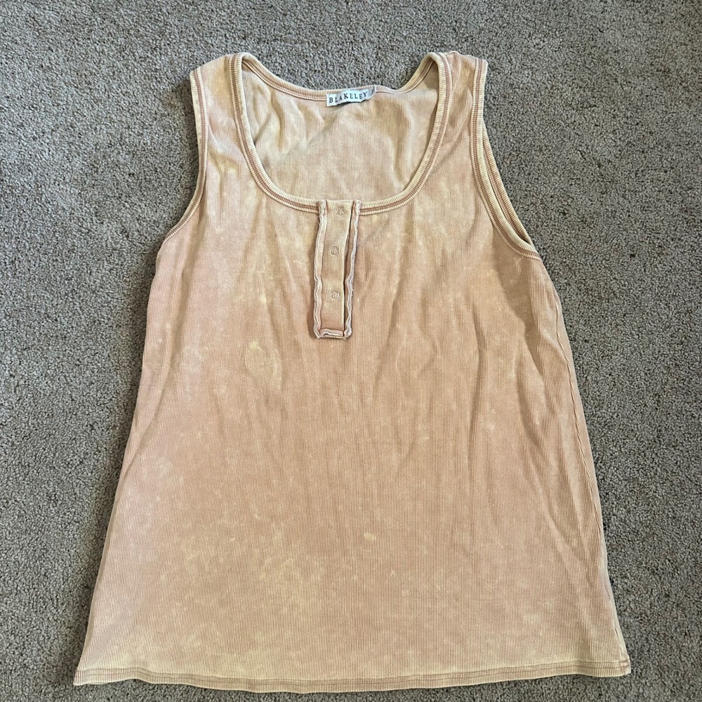 Blakeley XXL Ribbed Tank Top Sleeveless Button Front Casual Shirt
